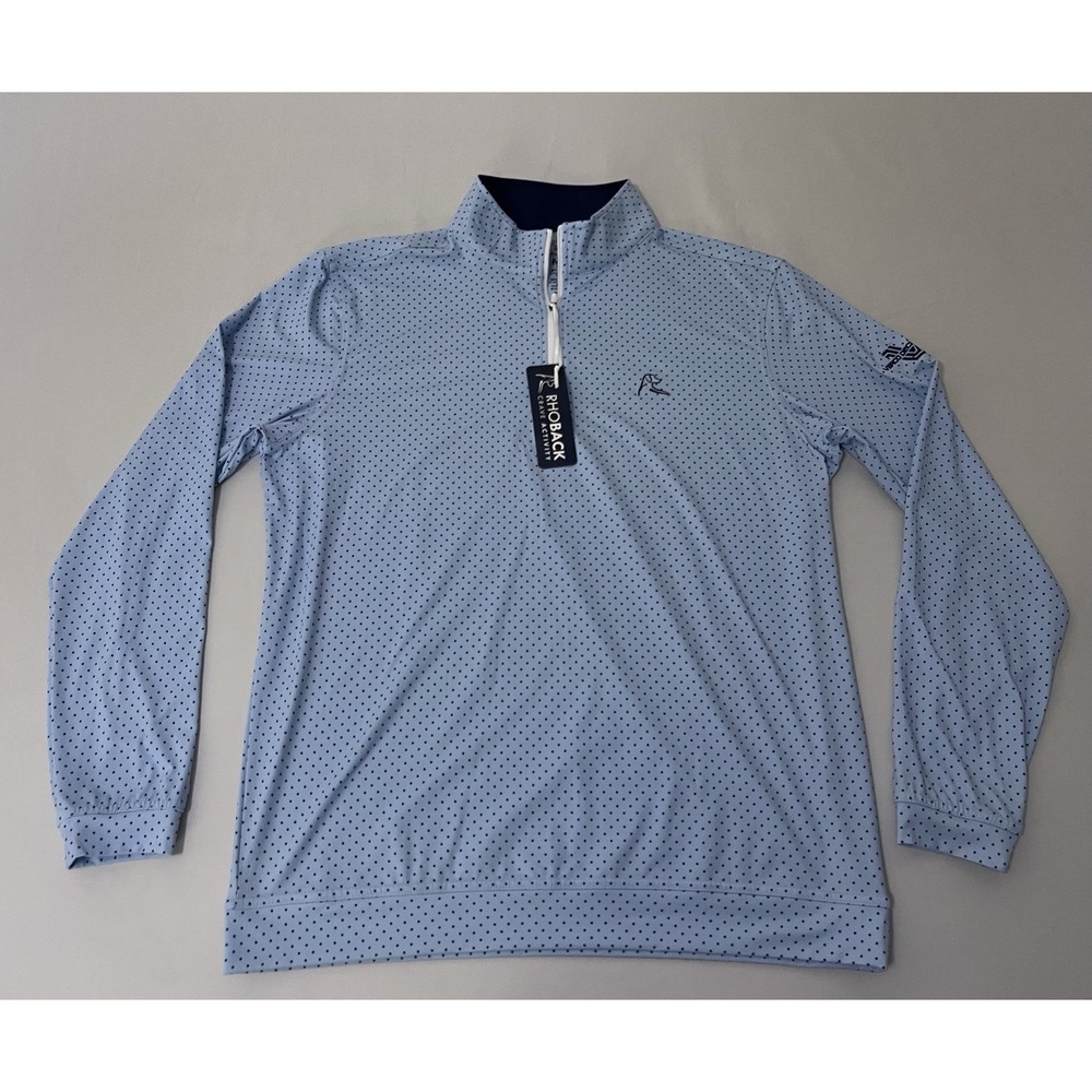 NWT Rhoback Heather Performance Q-Zip Pullover Mens M The Marine Polka Dot